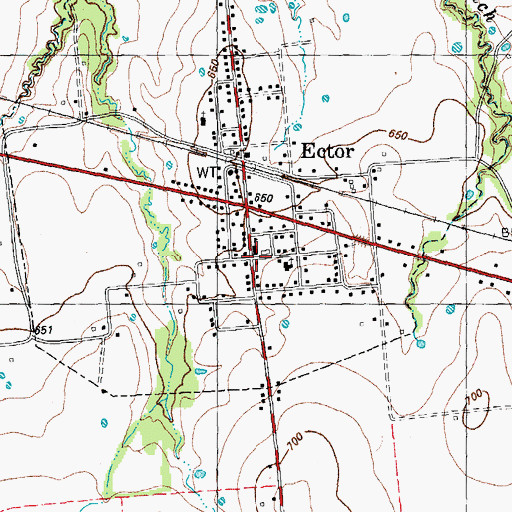 Topographic Map of Ector Elementary School, TX