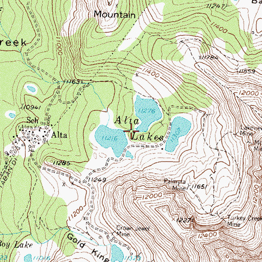 Topographic Map of Middle Alta Lake Dam, CO