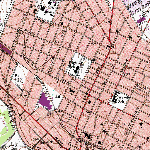 Topographic Map of T C Wilemon Elementary School, TX