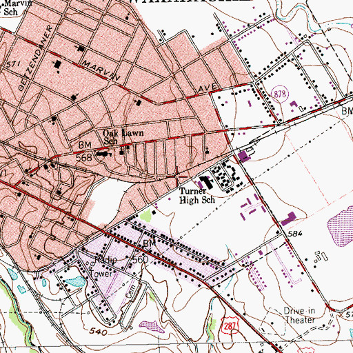 Topographic Map of Turner Middle School, TX