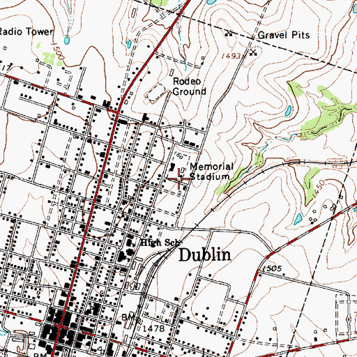 Topographic Map of Dublin Elementary School, TX