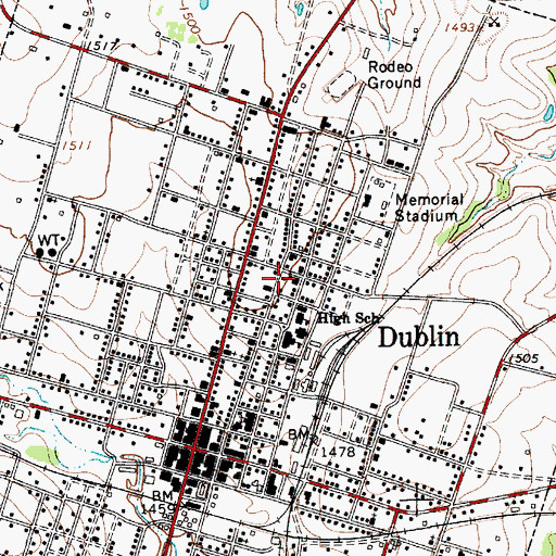 Topographic Map of Dublin High School, TX