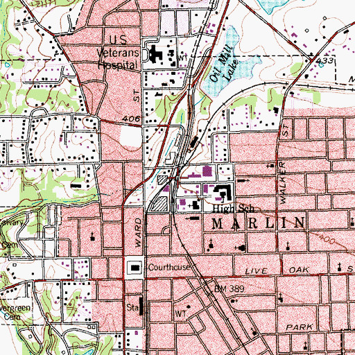 Topographic Map of Marlin Junior High School, TX