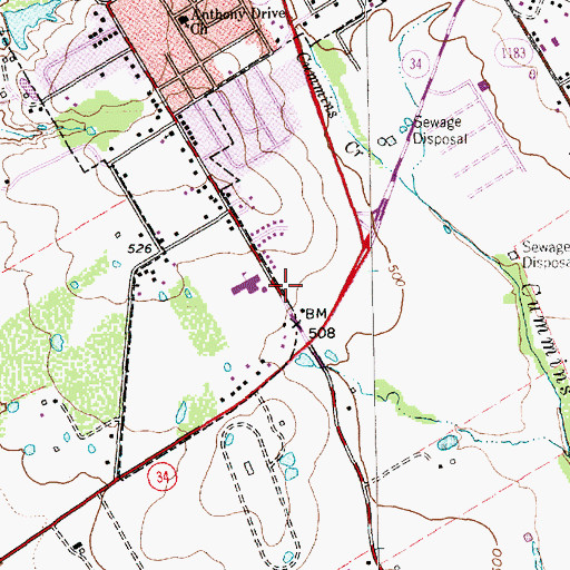 Topographic Map of Houston Elementary School, TX
