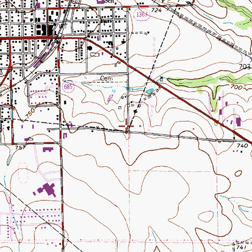 Topographic Map of Midlothian Middle School, TX