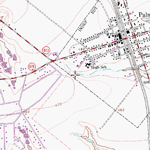 Topographic Map of Palmer Elementary School, TX