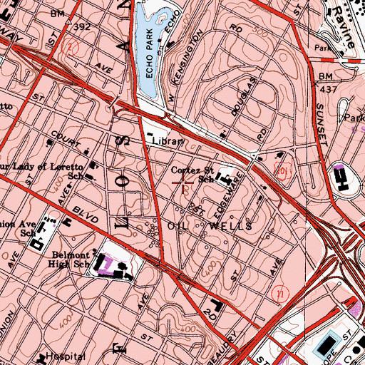 Topographic Map of Plasencia Elementary School, CA