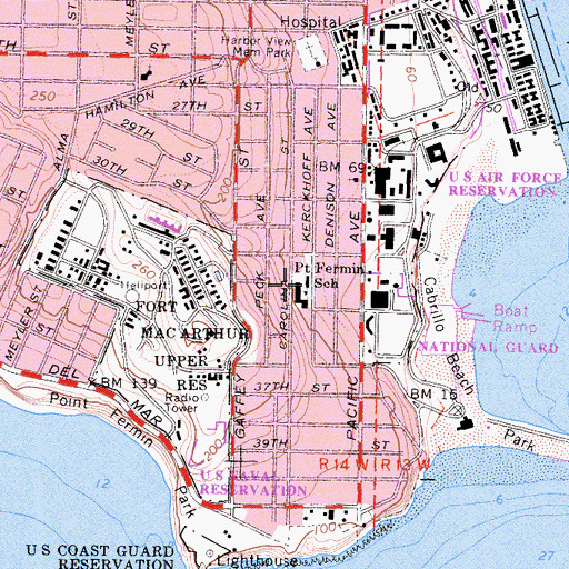 Topographic Map of Point Fermin Elementary School, CA