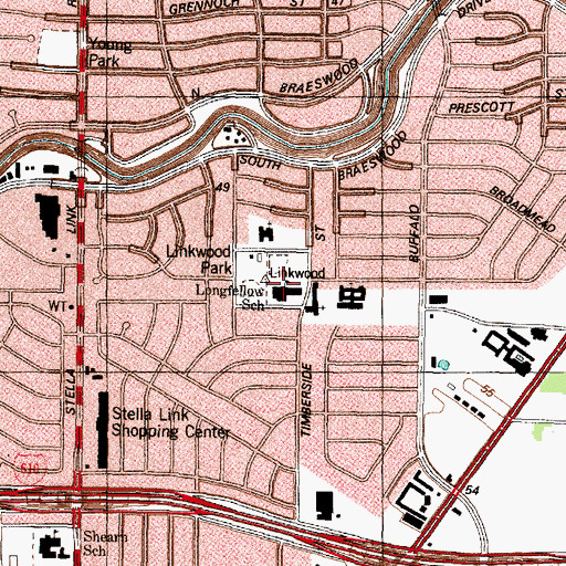 Topographic Map of Longfellow Elementary School, TX