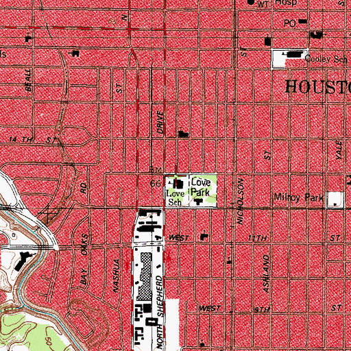 Topographic Map of Love Elementary School, TX