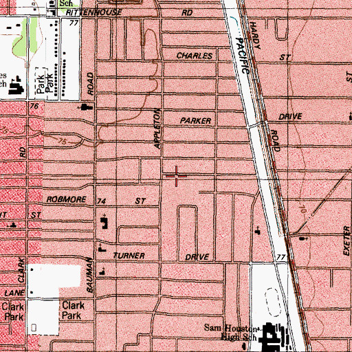 Topographic Map of Lyons Elementary School, TX