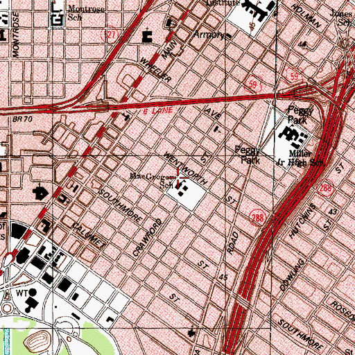 Topographic Map of MacGregor Elementary School, TX