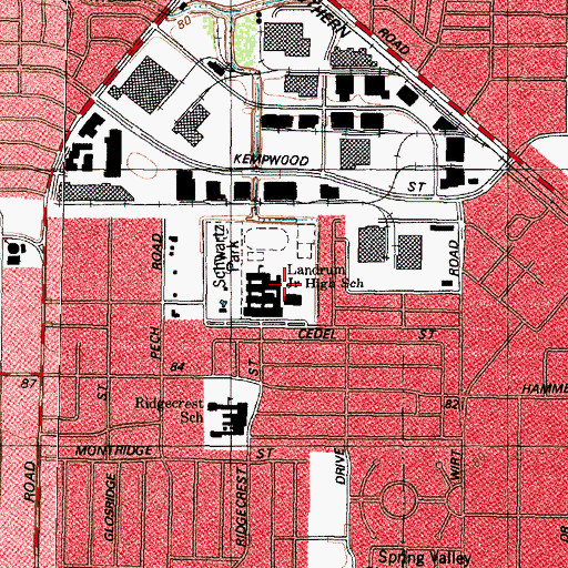 Topographic Map of Landrum Middle School, TX