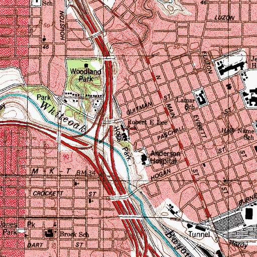 Topographic Map of Lee Elementary School, TX