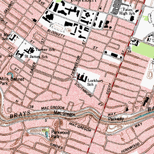 Topographic Map of Lockhart Elementary School, TX