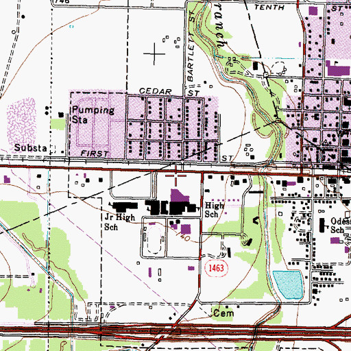 Topographic Map of Katy High School, TX