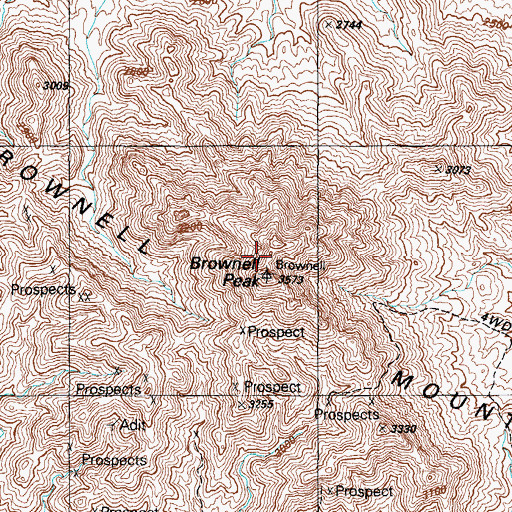 Topographic Map of Brownell Peak, AZ