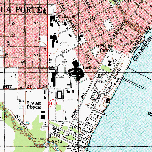 Topographic Map of La Porte High School, TX