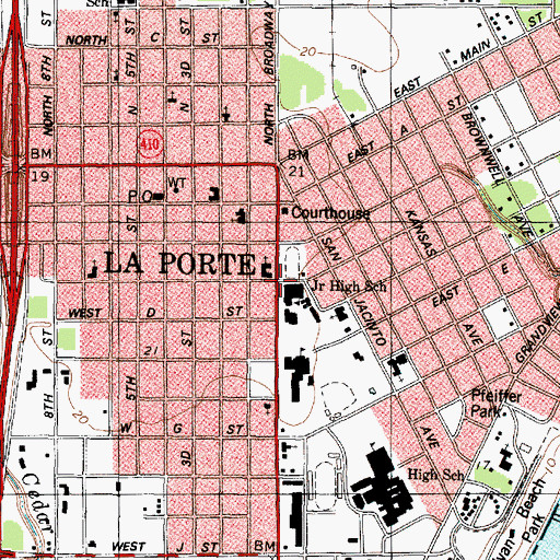 Topographic Map of La Porte Junior High School, TX