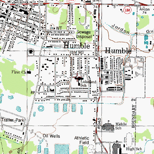 Topographic Map of Lakeland Elementary School, TX