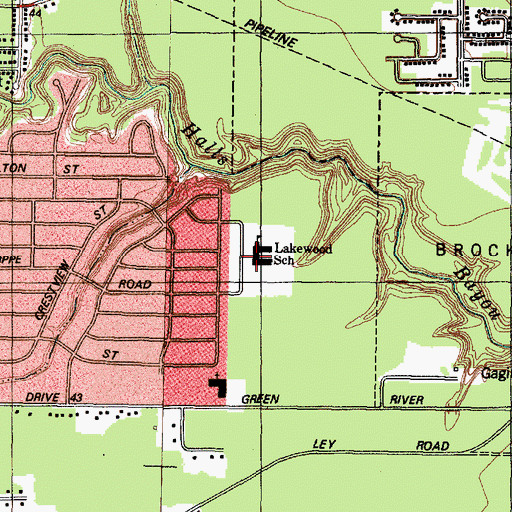 Topographic Map of Lakewood Elementary School, TX