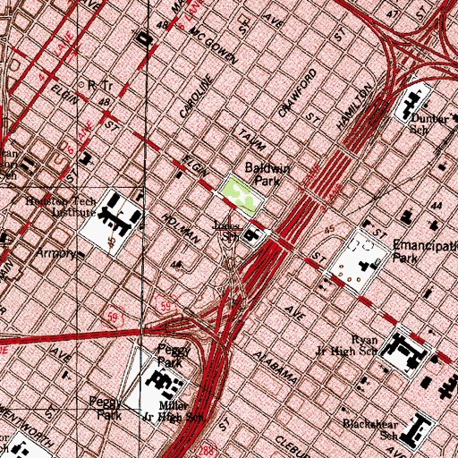 Topographic Map of Jones J Will Elementary School, TX