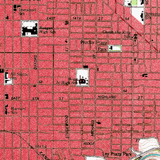 Topographic Map of Hogg Middle School, TX