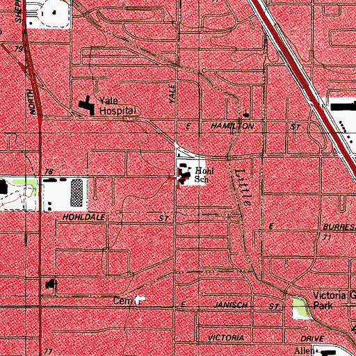 Topographic Map of Hohl Elementary School, TX