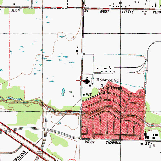 Topographic Map of Holbrook Elementary School, TX