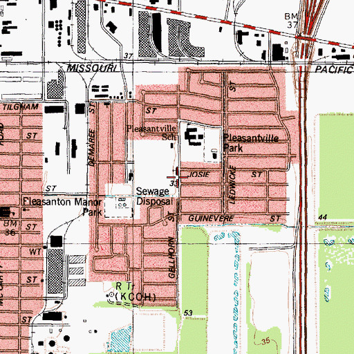 Topographic Map of Holland Middle School, TX