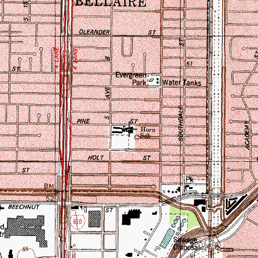 Topographic Map of Horn Elementary School, TX