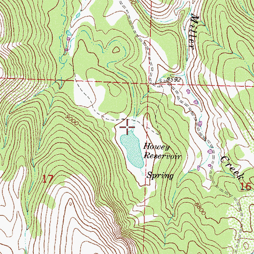 Topographic Map of Howey Reservoir Dam, CO