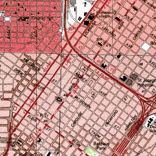 Topographic Map of Houston Can! Academy Charter School, TX