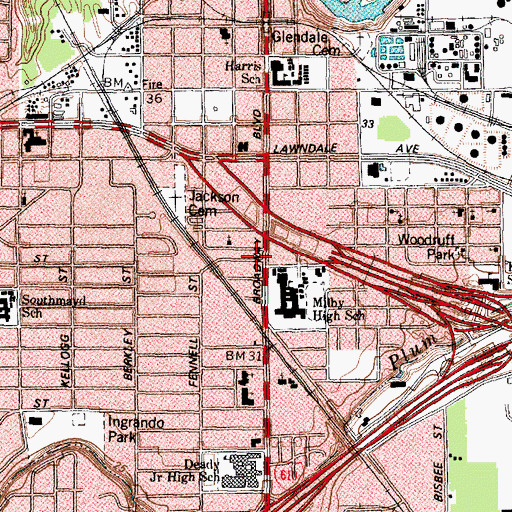 Topographic Map of Houston Night High School, TX