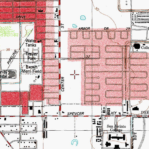 Topographic Map of J P Dabbs Elementary School, TX