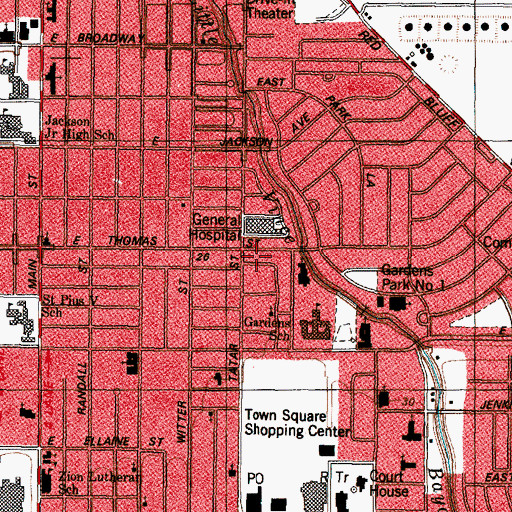 Topographic Map of Jackson Intermediate School, TX