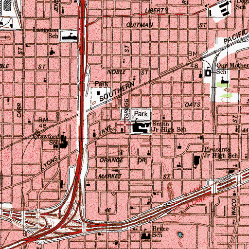 Topographic Map of H P Carter High School, TX