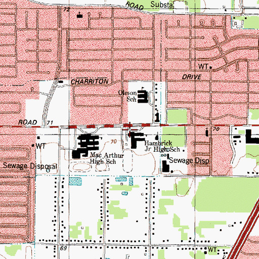 Topographic Map of Hambrick Middle School, TX