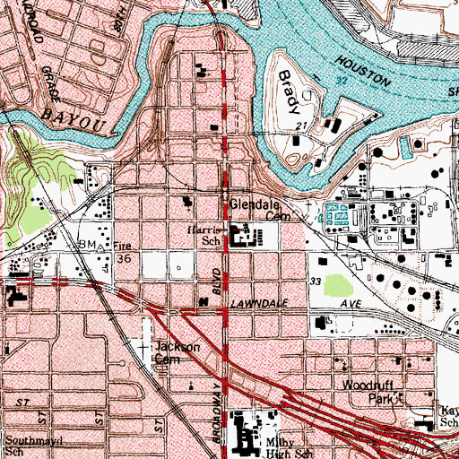 Topographic Map of Harris J R Elementary School, TX