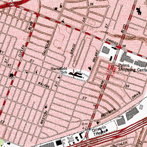 Topographic Map of Hartsfield Elementary School, TX