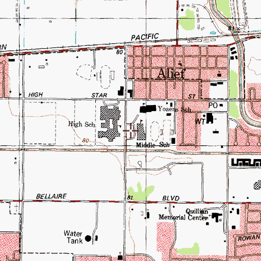 Topographic Map of Hastings High School, TX