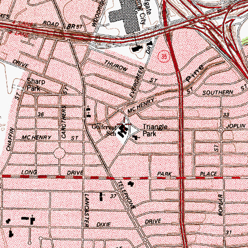 Topographic Map of Golfcrest Elementary School, TX