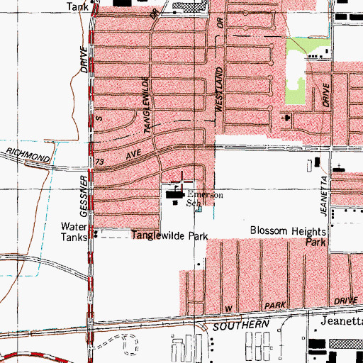Topographic Map of Emerson Elementary School, TX