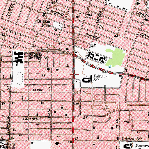 Topographic Map of Fairchild Elementary School, TX