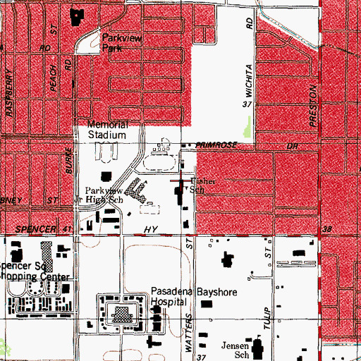 Topographic Map of Fisher Elementary School, TX