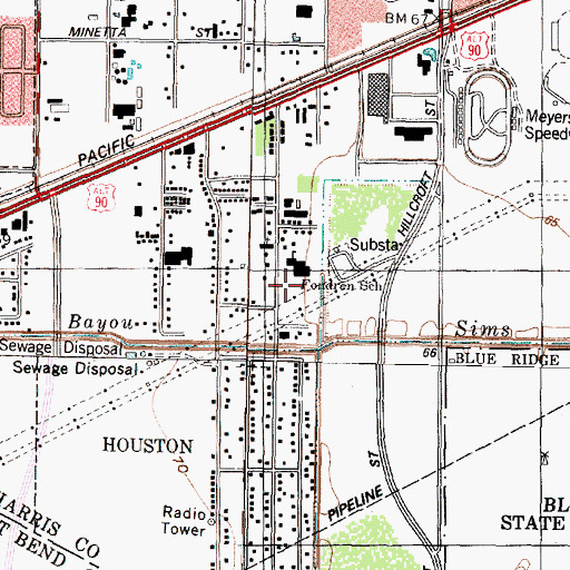 Topographic Map of Fondren Elementary School, TX