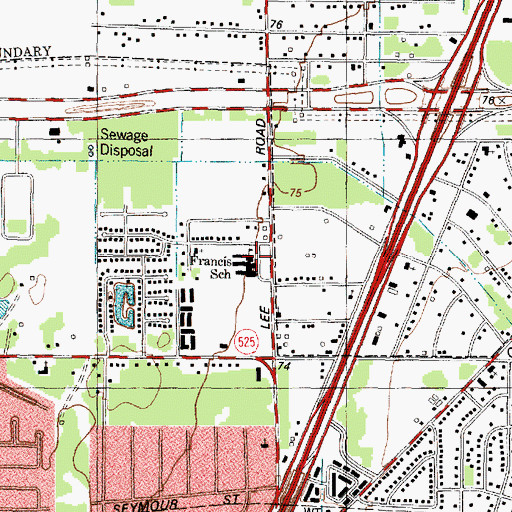 Topographic Map of Francis Elementary School, TX