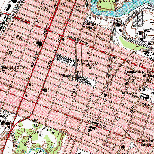 Topographic Map of Franklin Elementary School, TX