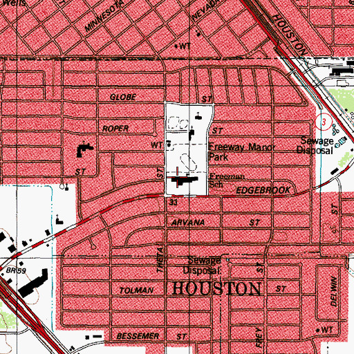 Topographic Map of Freeman Elementary School, TX