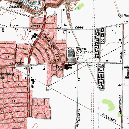 Topographic Map of Frost Elementary School, TX